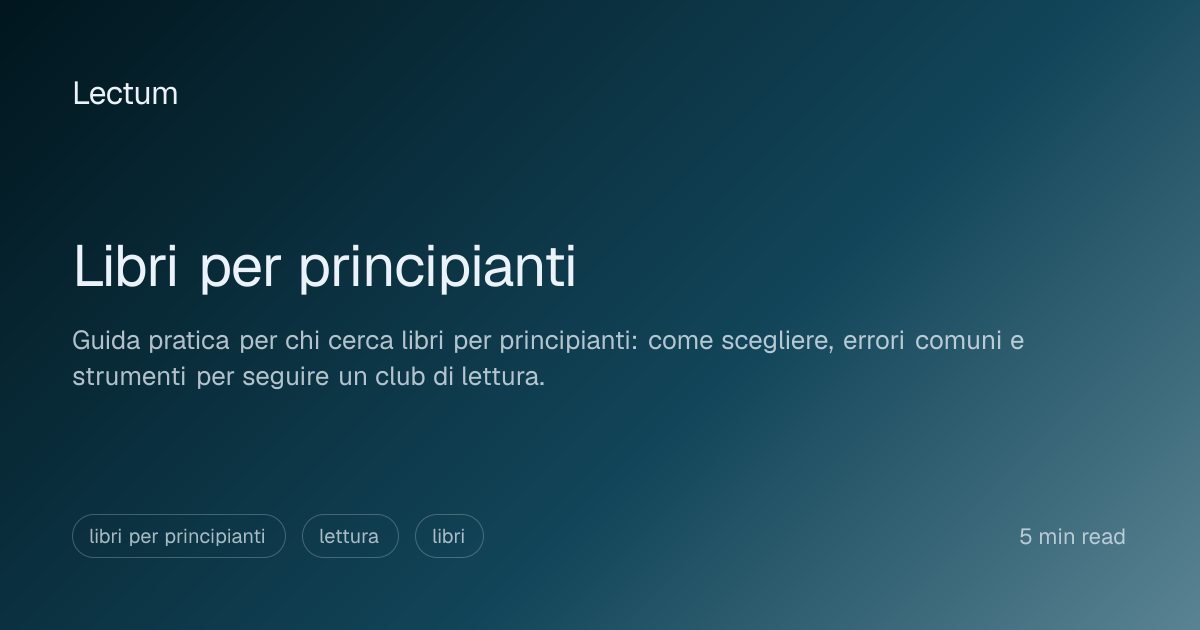 Libri per principianti | Lectum